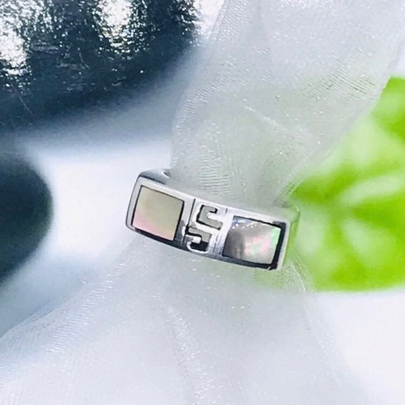 Sterling Silver MOP Shell Inlay Ring Size 6 - Picture 2 of 9